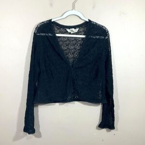 Vintage Lane Bryant Lace Cardigan 1X Black 90s Whimsigoth Fairy Grunge Coquette